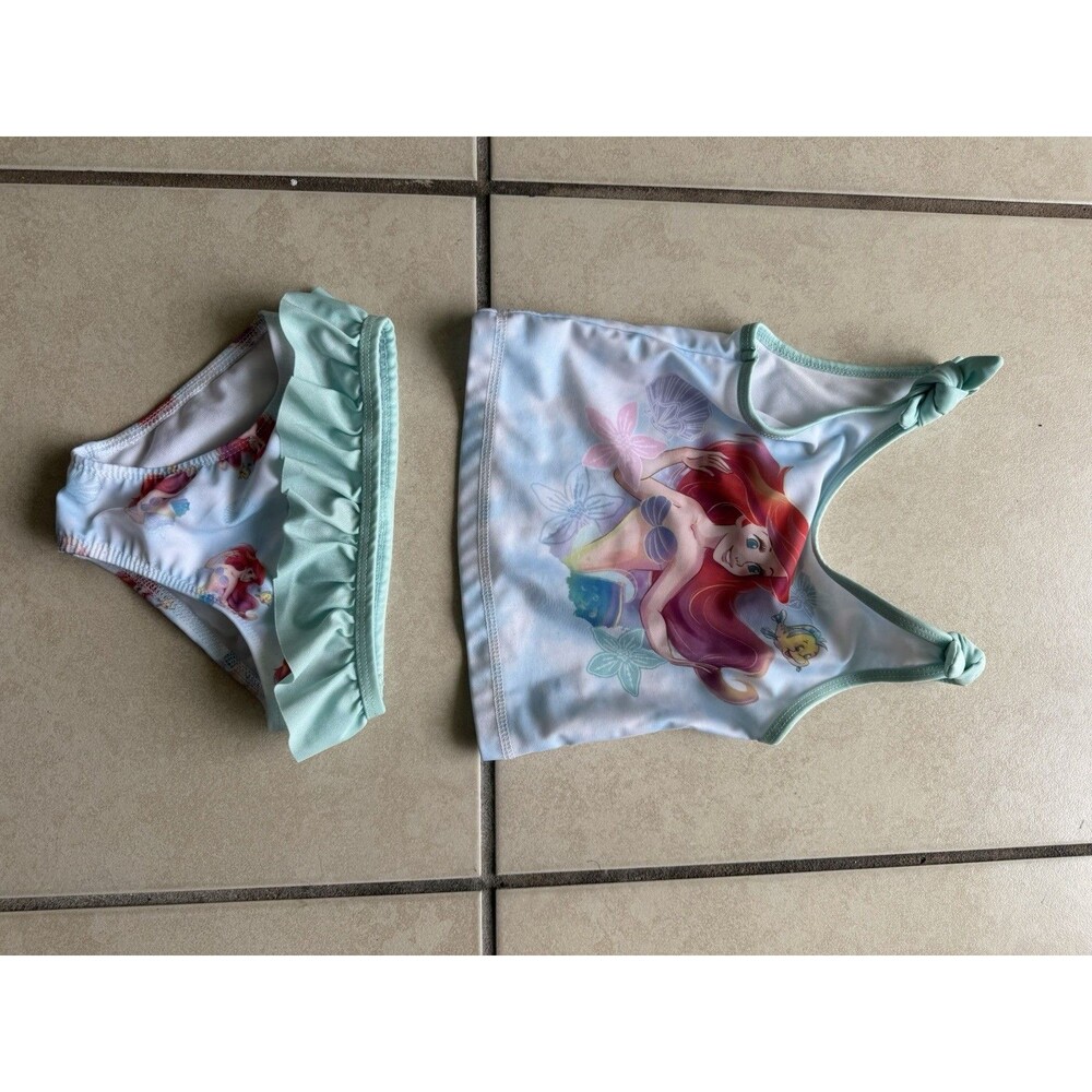 Princess Girls Mermaid 2-Piece Tankini Swimsuit Set 4T White/Green/Pink